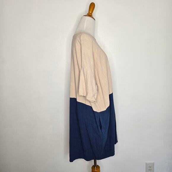 Jackson Rowe Rodina Dress Linen Blend Colorblock Lagenlook Coastal Women Medium - Picture 3 of 11